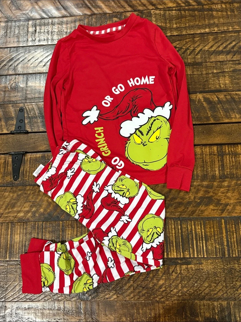 Red Grinch Kids Pajama Set - Go Grinch size 8